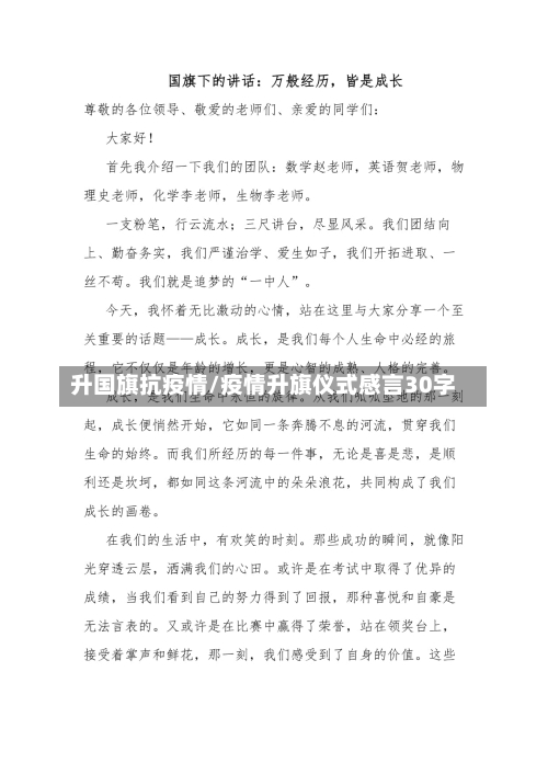 升国旗抗疫情/疫情升旗仪式感言30字-第3张图片