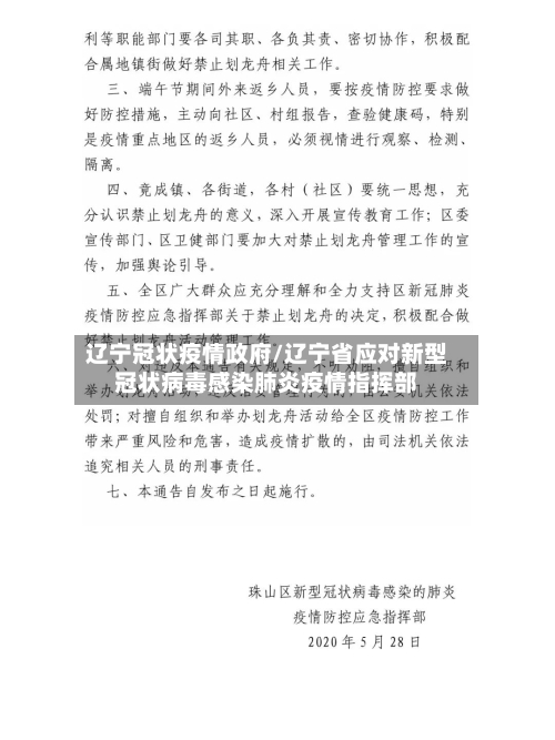 辽宁冠状疫情政府/辽宁省应对新型冠状病毒感染肺炎疫情指挥部