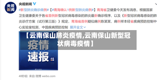 【云南保山肺炎疫情,云南保山新型冠状病毒疫情】-第2张图片