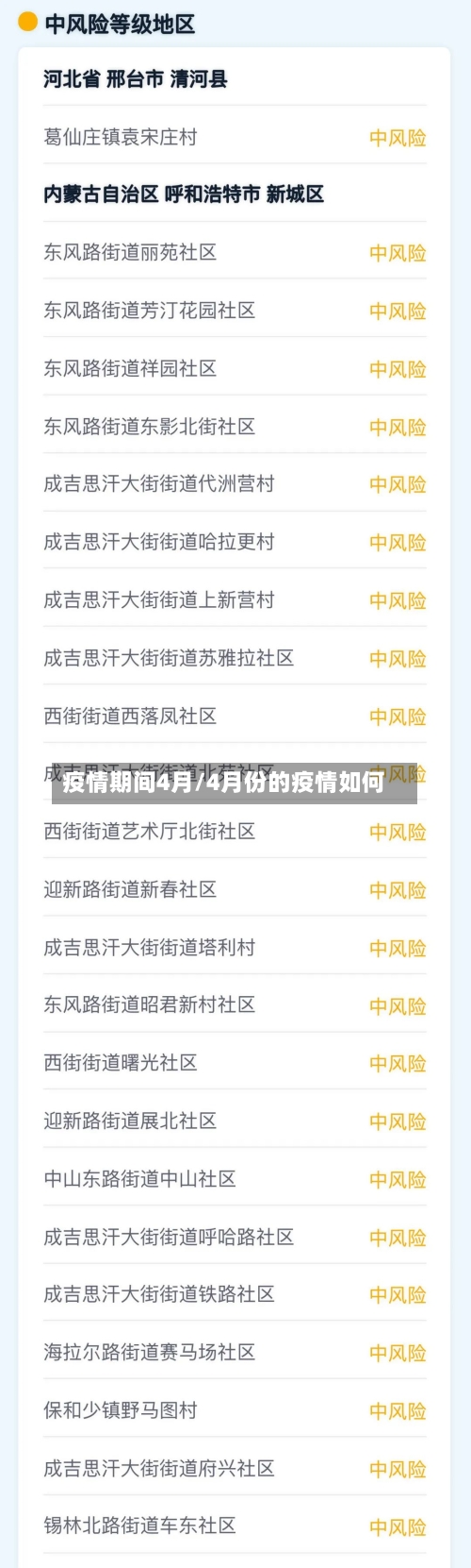 疫情期间4月/4月份的疫情如何