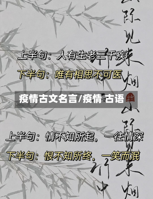 疫情古文名言/疫情 古语