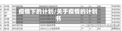 疫情下的计划/关于疫情的计划书-第3张图片